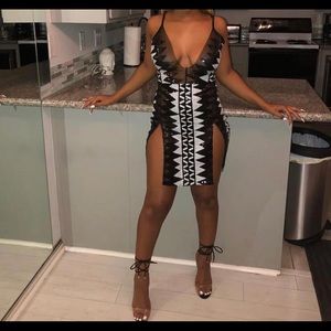 Cute black and white sequin sleeveless dress